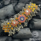 Antique Lotus Kundan Silver Oxidised Choker