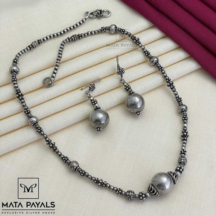 Attractive Oxidised Silver Necklace Set