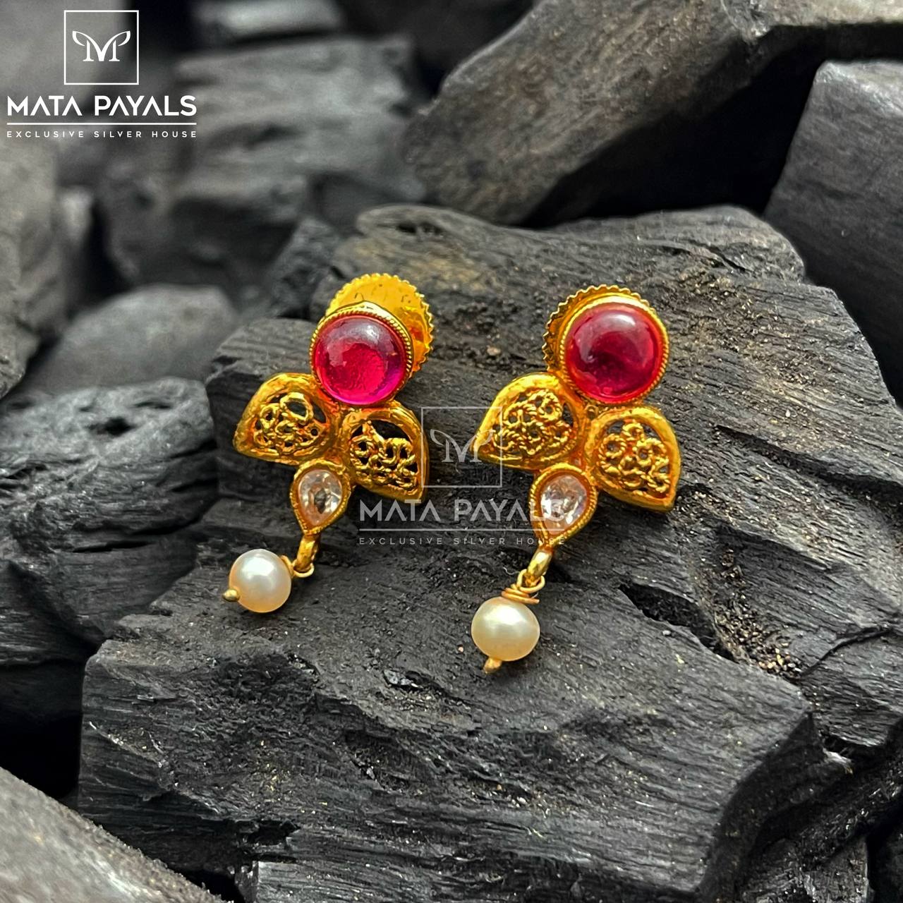 Attractive Silver Gold Plated Stud