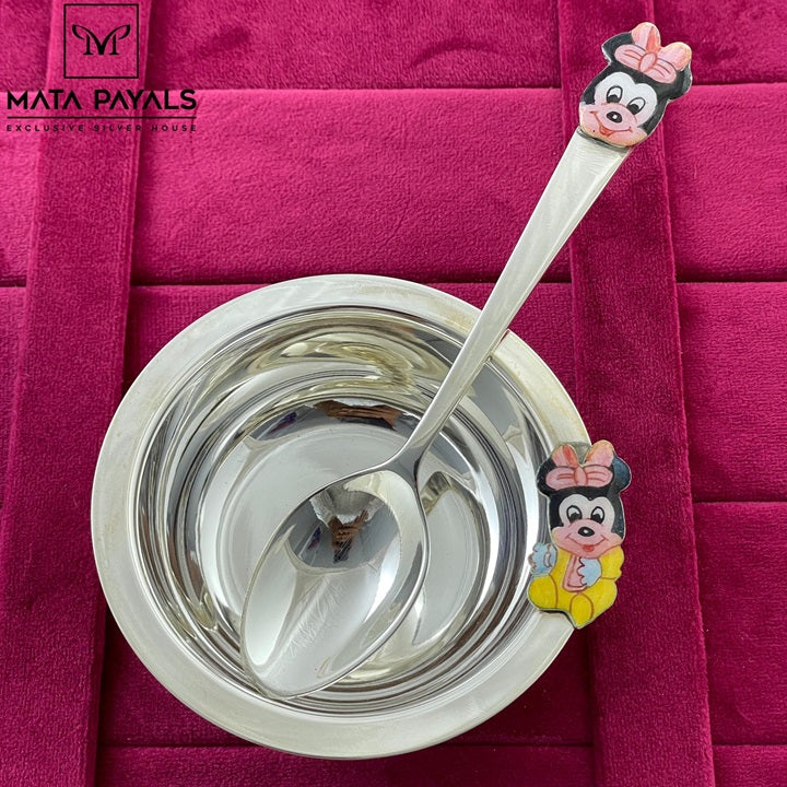 Silver Baby Bowl And Spoon