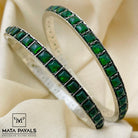 Fascinating Green Silver Bangle