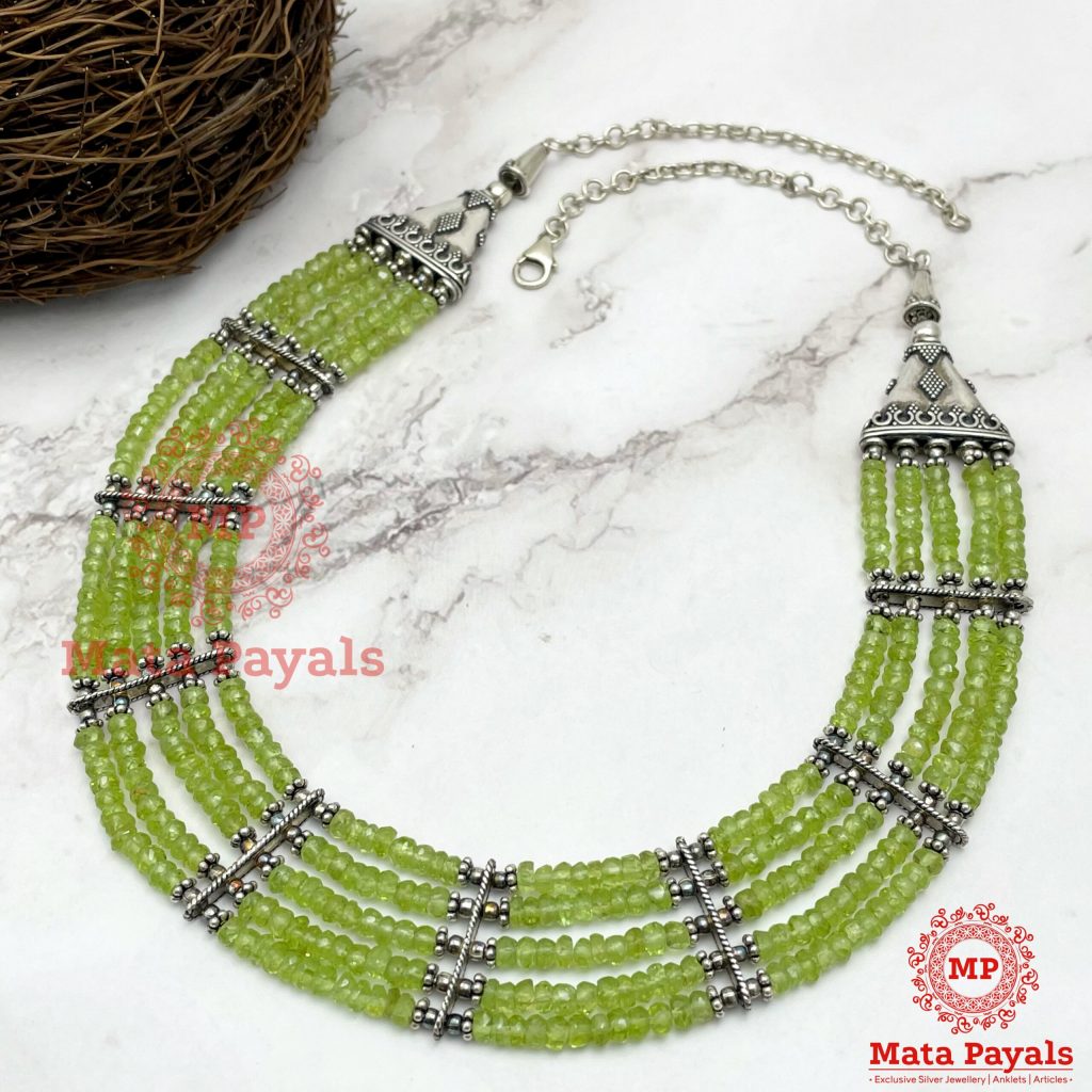 Beautiful Multi Layered Peridot Beads Necklace