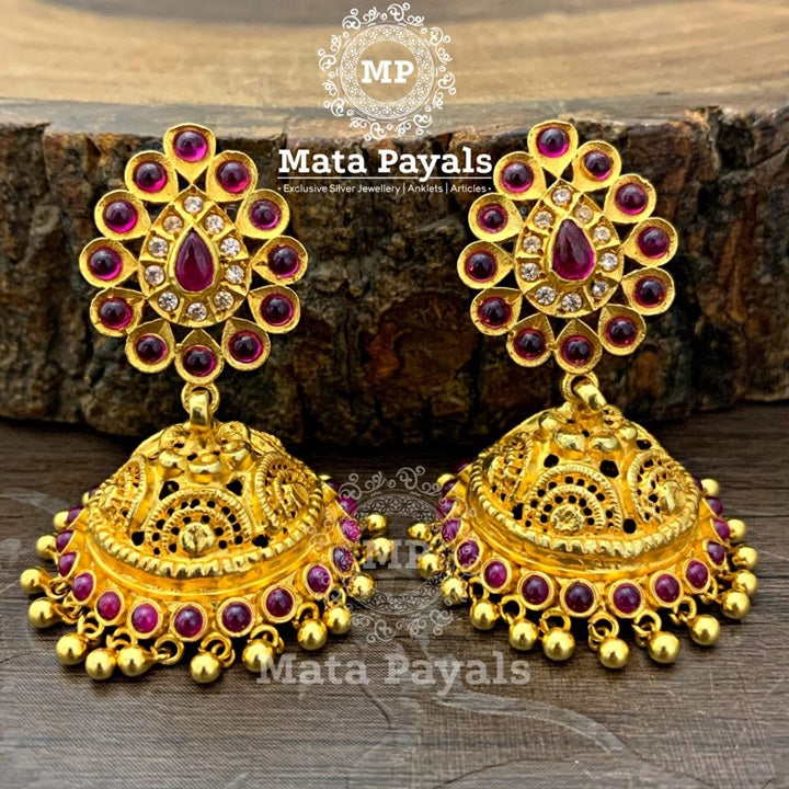 Beautiful Ruby Motif Jhumka