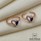 Blue Heart Rose Gold Toe Ring