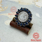 Blue Queen Victoria Oxidised Ring