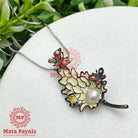 Butterfly Leafy Silver Pendant Chain