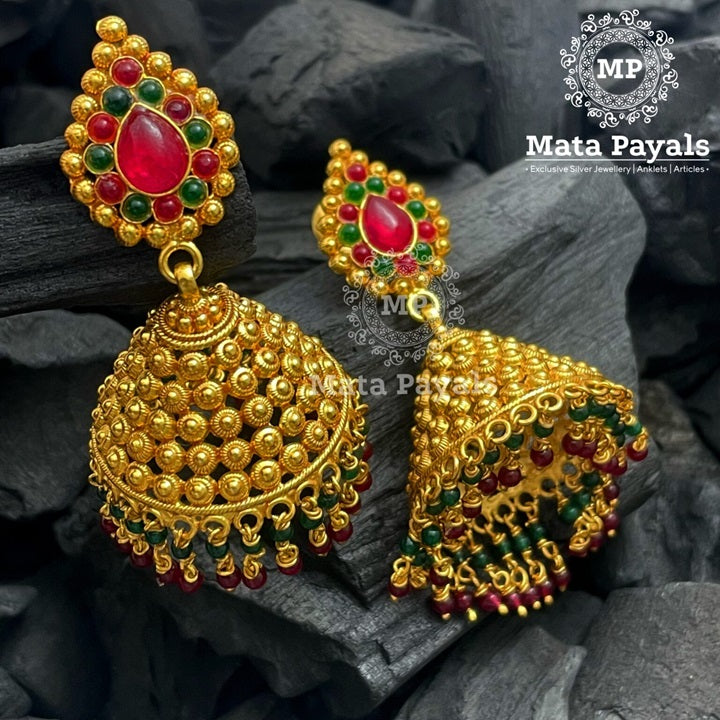 Captivating Traditional Huge Gold Plated Jhumka