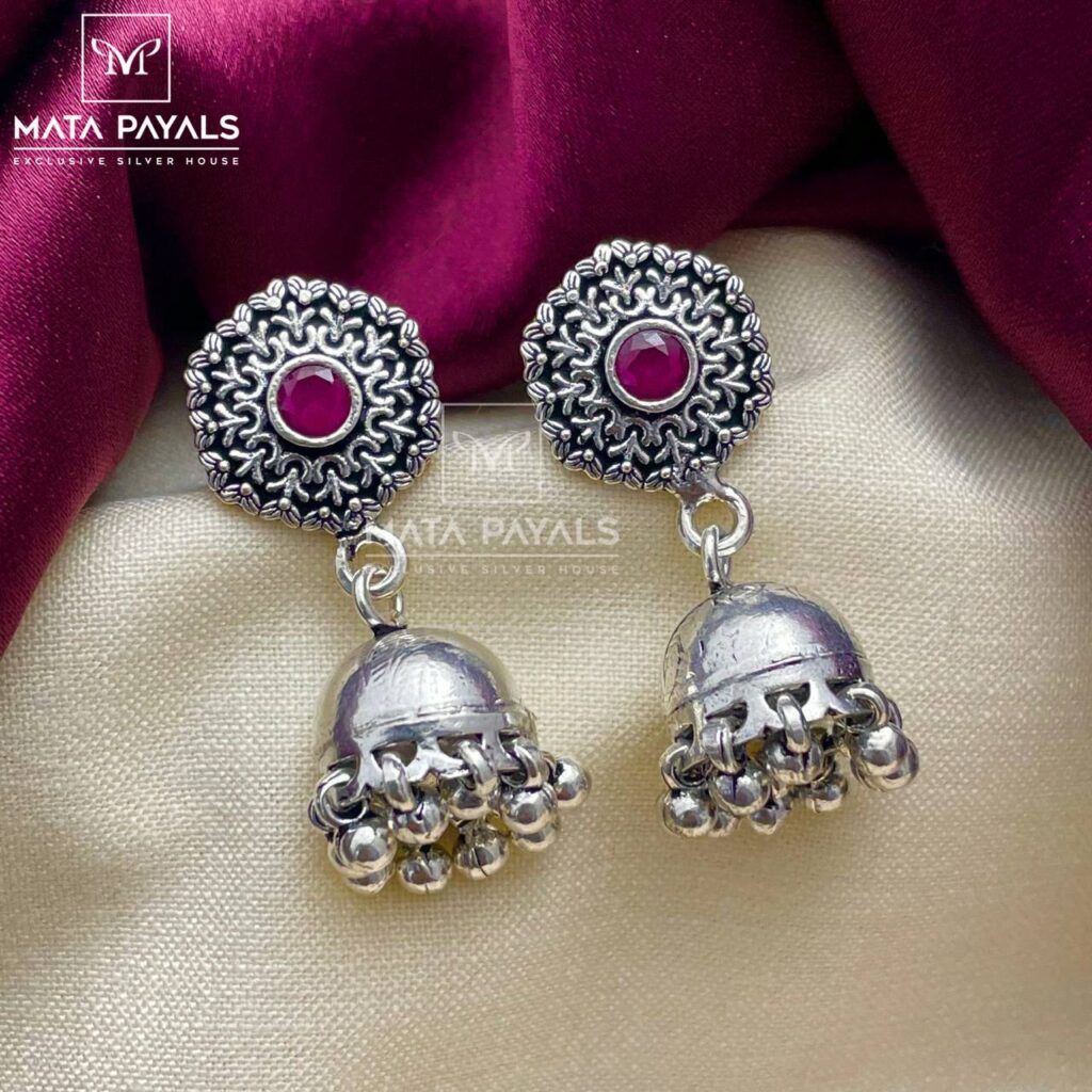 Charismatic Filigree Silver Oxidised Jhumka