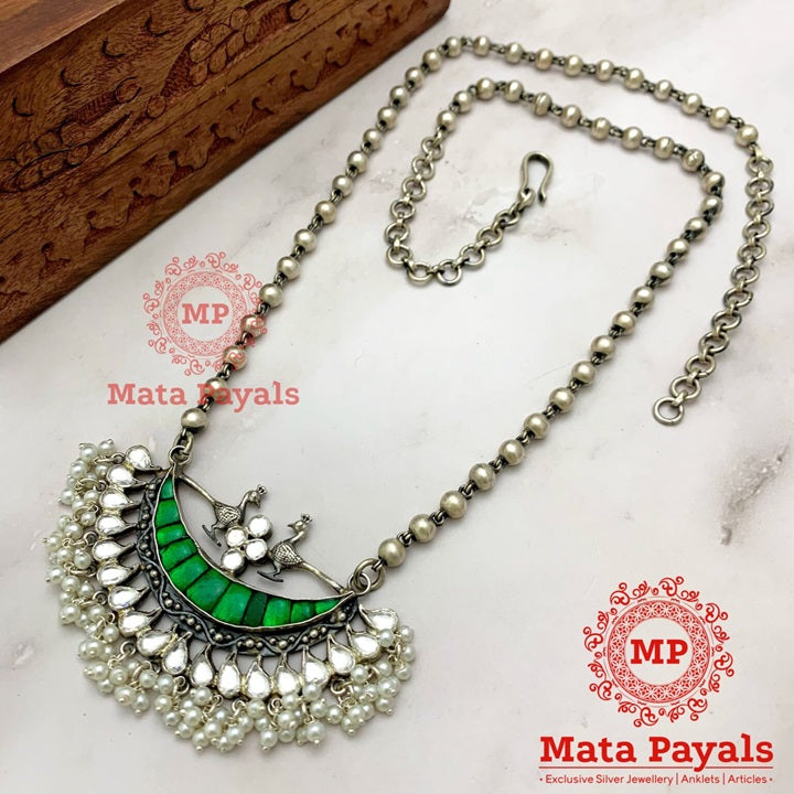 Charming Mayuri Kundan Oxidised Hara