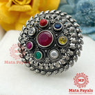 Colourful Oxidised Tribal Ring