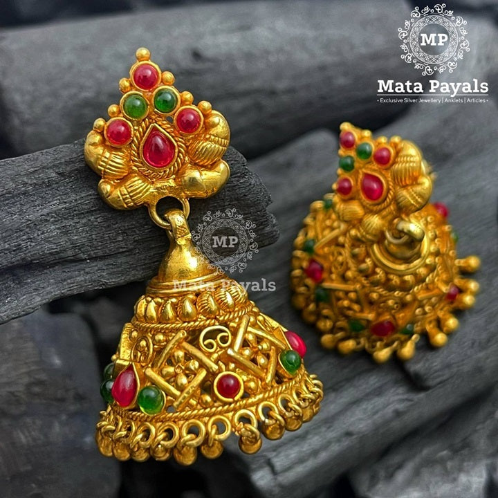 Conspicuous Gold Plated Traditional Jhumkas