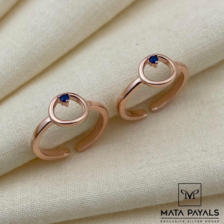 Cute Blue Rose Gold Toe Ring