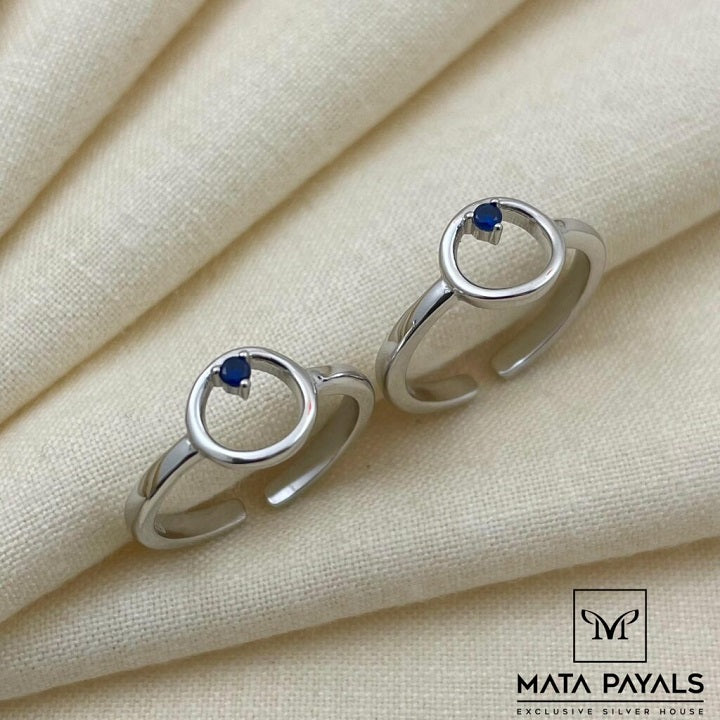 Cute Blue Silver Toe Ring