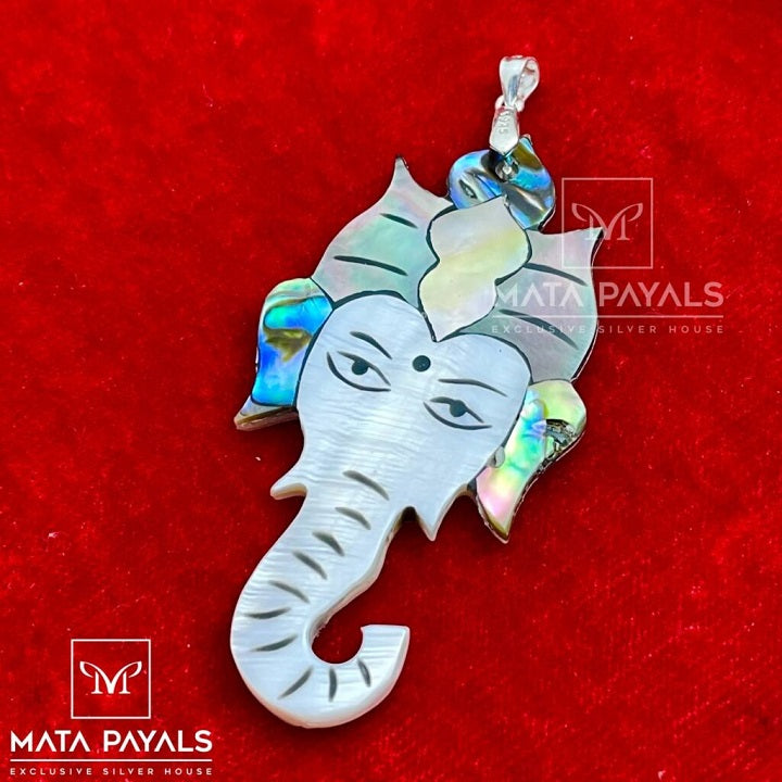 Cute Shri Ganesha Silver MOP Pendant