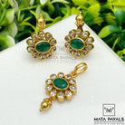 Dazzling Green Gold Plated Pendant Set