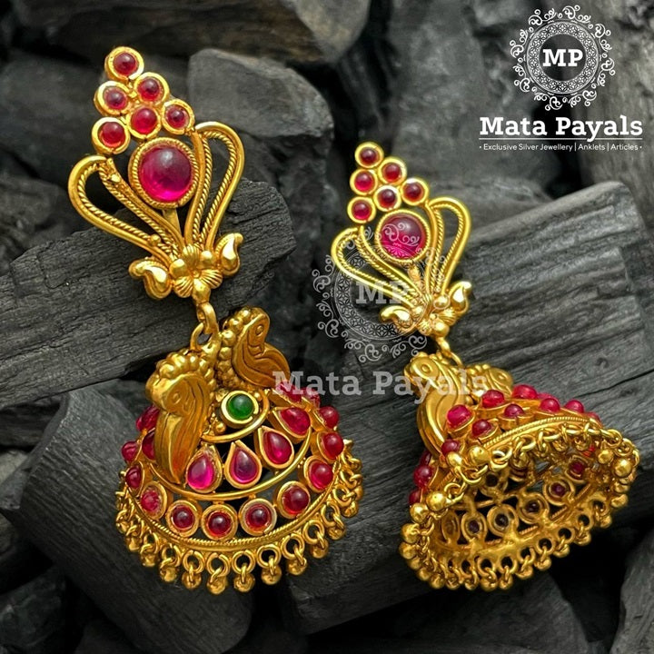 Electrifying Peacock Gold Plated Jhumka