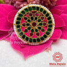 Elegant Red & Green Kundan Ring