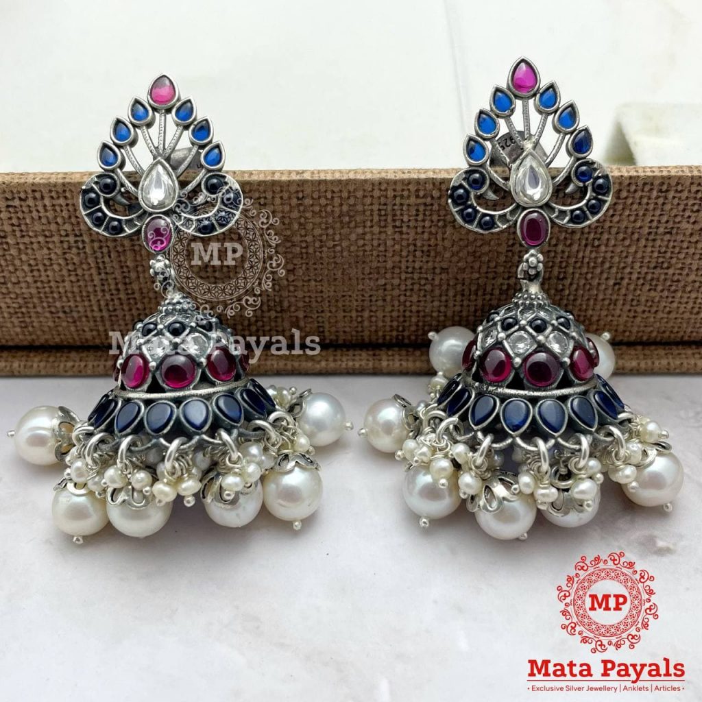 Enchanting Blue Oxidised Jhumka