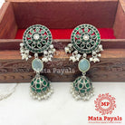 Fabulous Green Floral Oxidised Jhumka