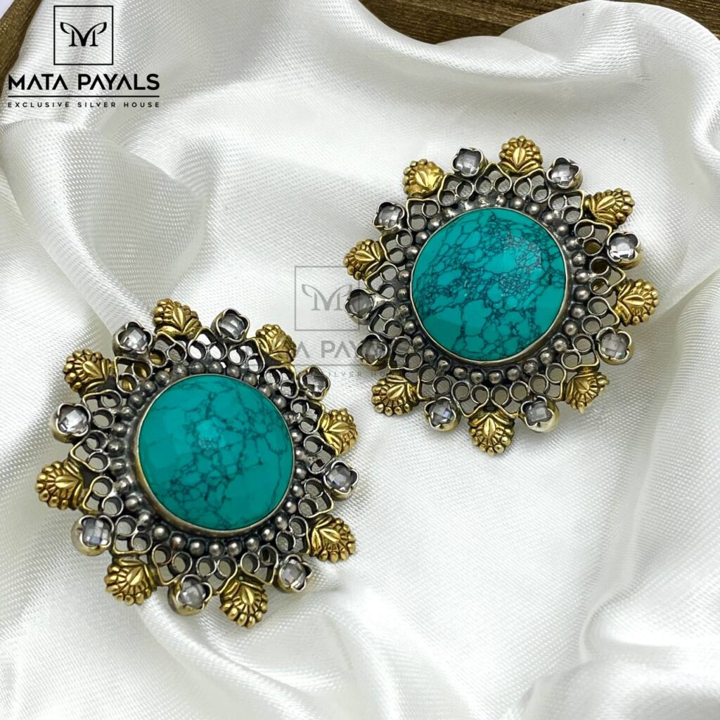 Fabulous Turquoise Dual Tone Stud