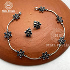 Floral Blue Oxidised Necklace Set