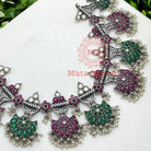 Glamorous Colourful Mandala Silver Necklace