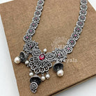 Gorgeous Zircon Oxidised Jhumki Necklace