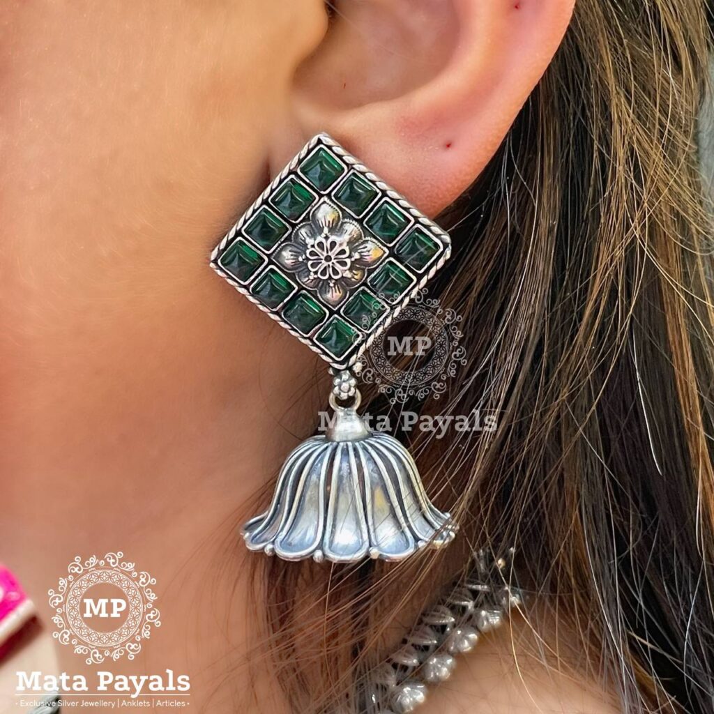 Charming Green Oxidised Jhumka