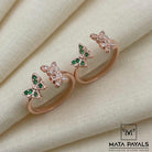 Green Dual Butterfly Rose Gold Toe Ring