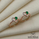 Green Heart Rose Gold Toe Ring