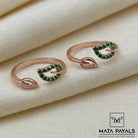 Green Leaflet Rose Gold Toe Ring