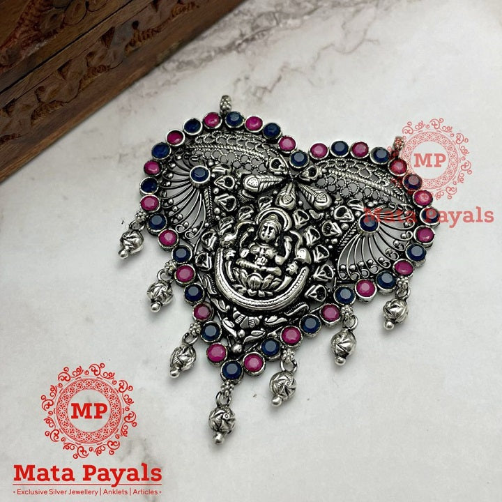 Heart Filigree Devi Lakshmi Oxidised Pendant