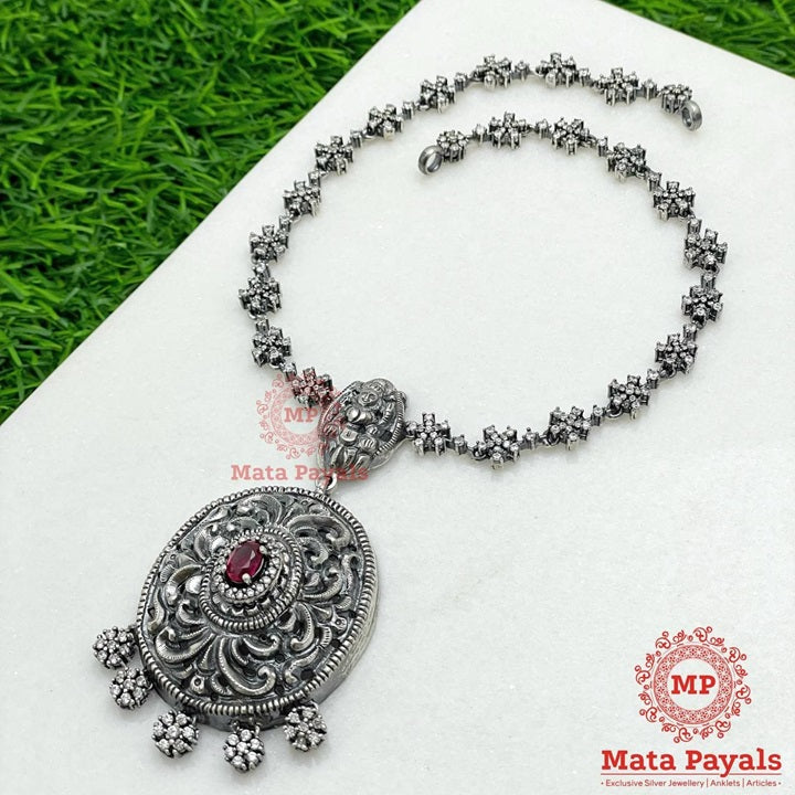 Impressive Filigree Devi Lakshmi Oxidised Necklace