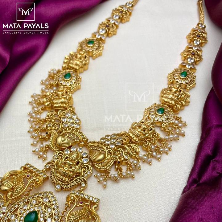 Glamorous Devi Lakshmi Motif Gold Plated Necklace