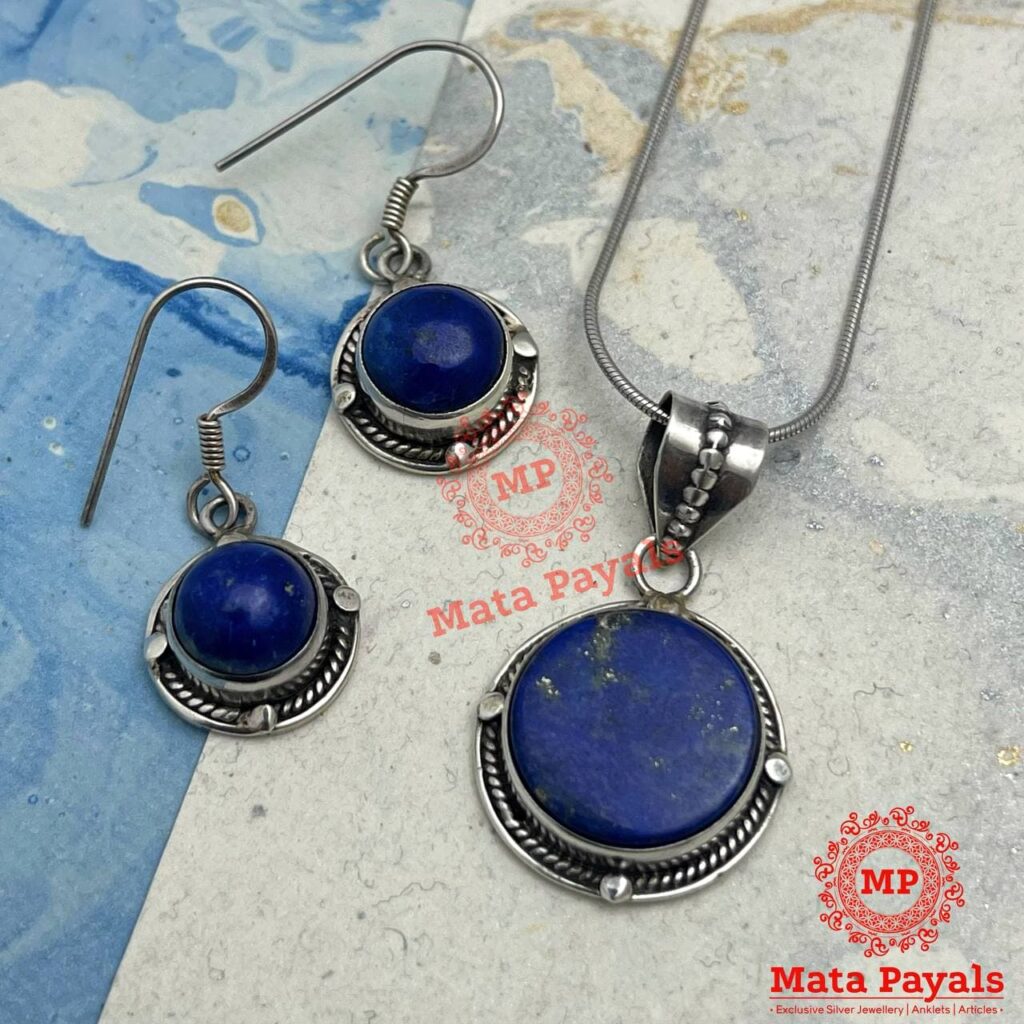 Lapis Lazuli Oxidised Pendant Set