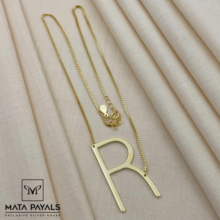 Letter “R” Gold Plated Pendant Chain