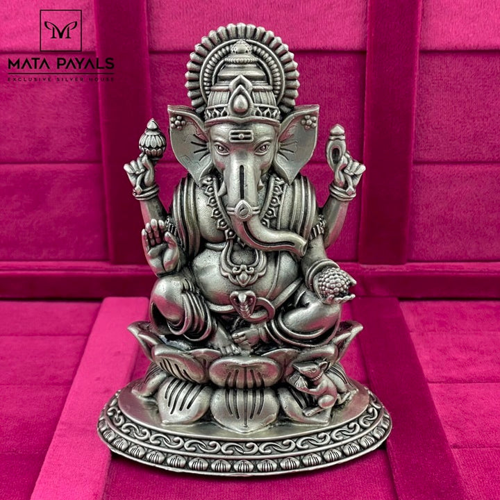 Majestic Ganesha Silver Idol