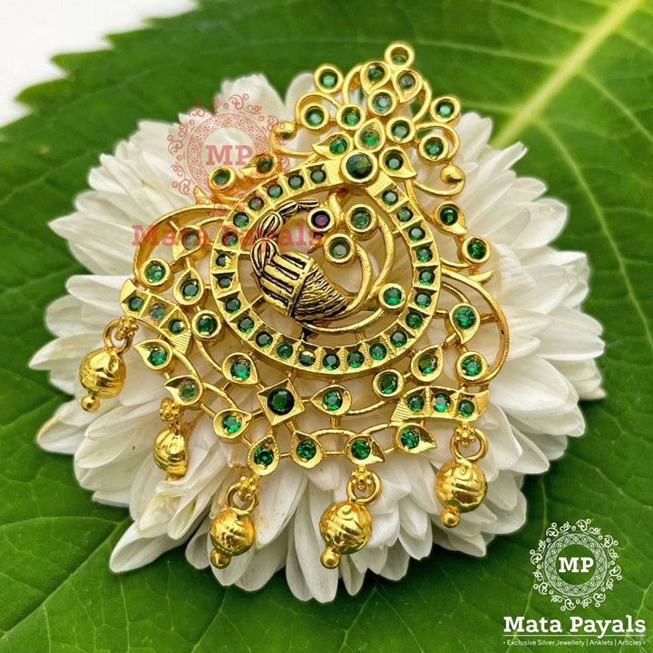 Mayur Green Gold Plated Pendant