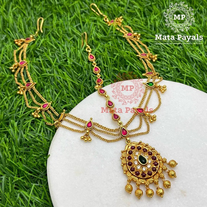 Mesmerizing Three Layered Gold Plated Mangtika