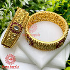 Motif Gold Plated Broad Bangle