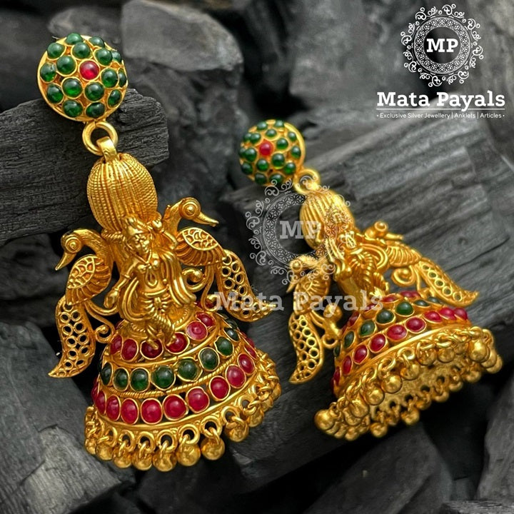 Out-Standing Shri Krishna Silver Gold Plated Jhumka