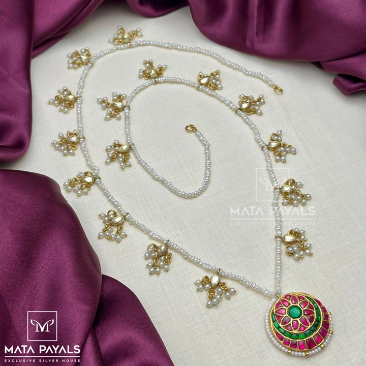 Pearl Kundan Elongated Necklace