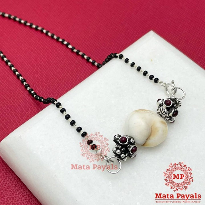 Red Stone hillbilly Silver Oxidised Mangalsutra