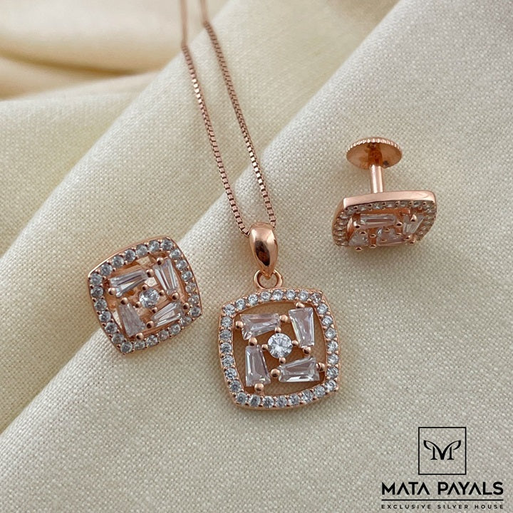 Sparkling Zircon Pendant Set