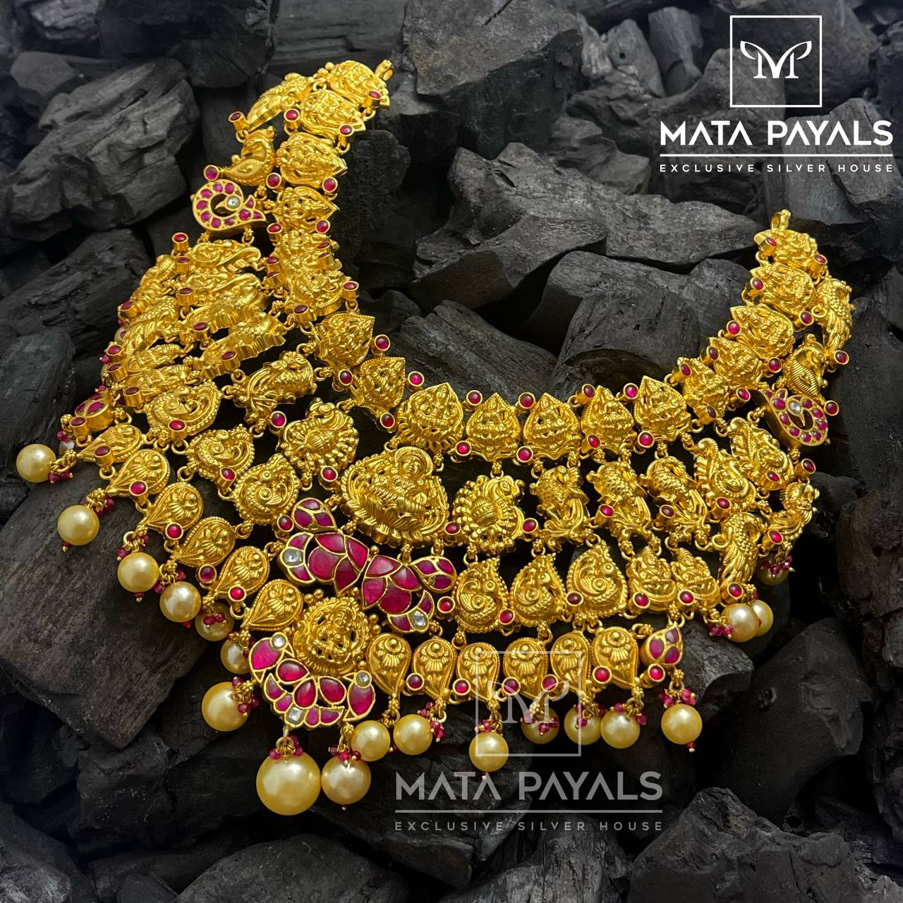 Royal Goddess Lakshmi Gold Plated Necklace