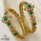 Gleaming Green Stone Bangles