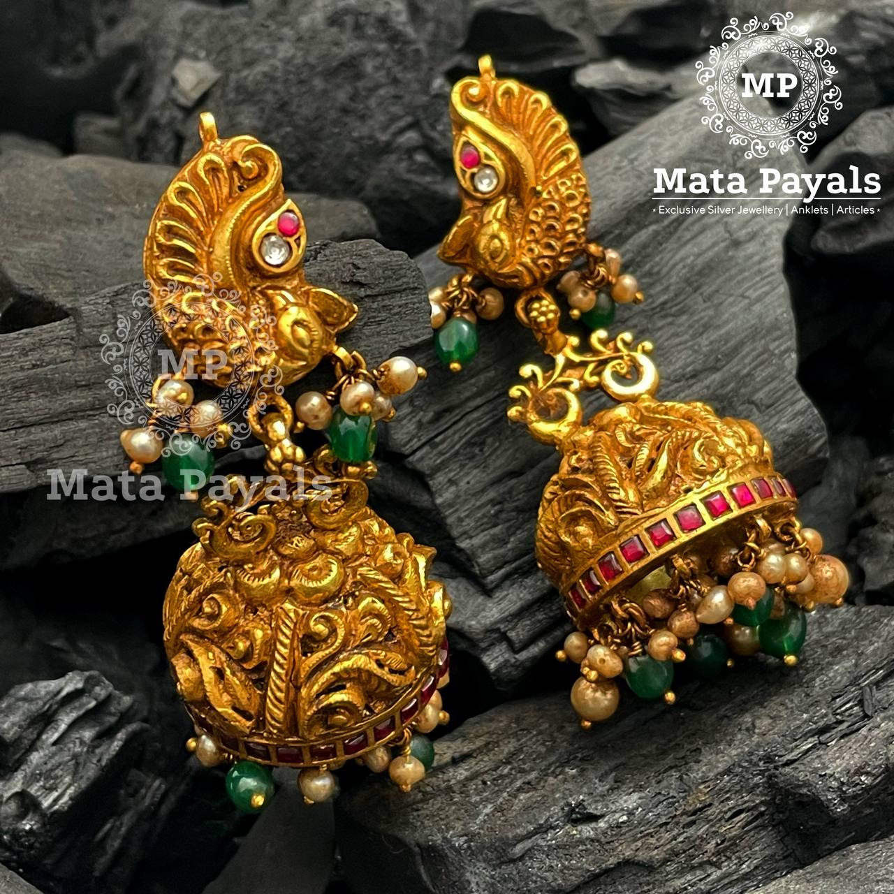 Royal Mayur Gold Plated Jhumka