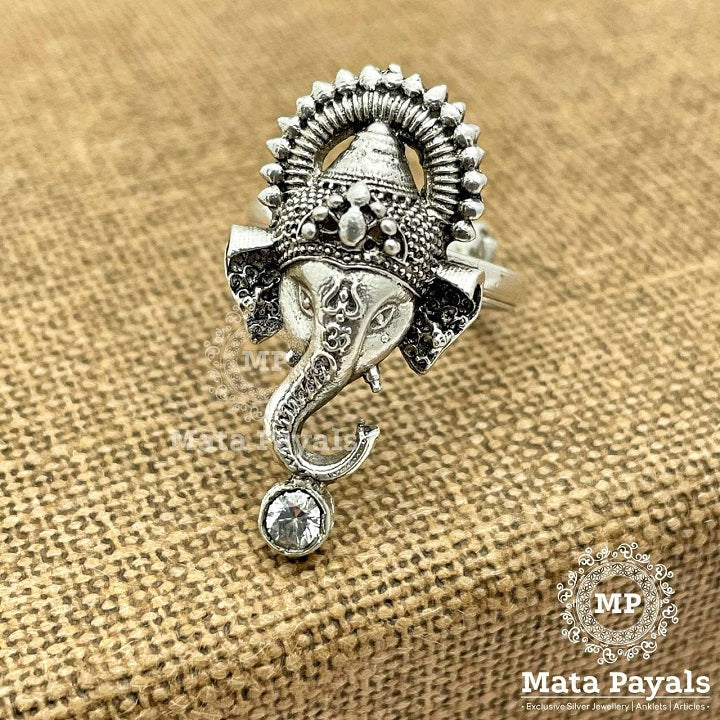 Shri Ganesha Oxidised Ring