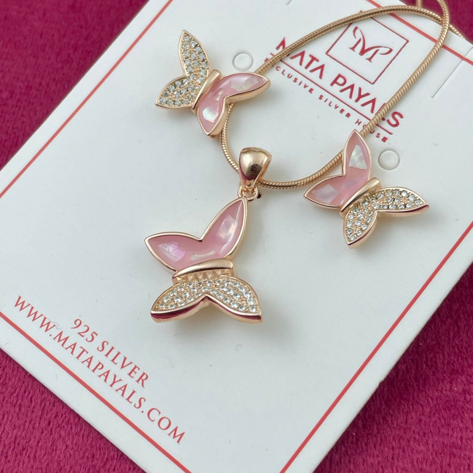 Sparkling Butterfly Pendant Set