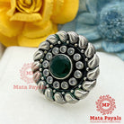 Sparkling Green Chakra Silver Ring